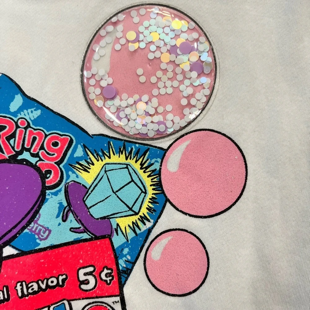 Justice Kids Cream and Pink Graphic Sweatshirt